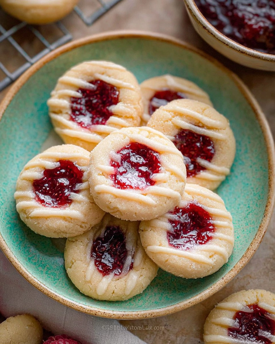 Raspberry Almond Thumbprint Cookies