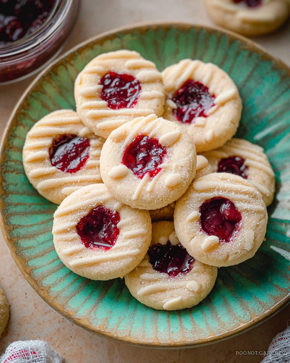 Raspberry Almond Thumbprint Cookies