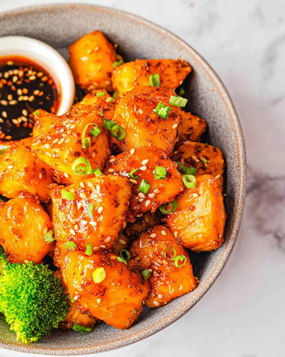 Air Fryer Honey Garlic Salmon Bites