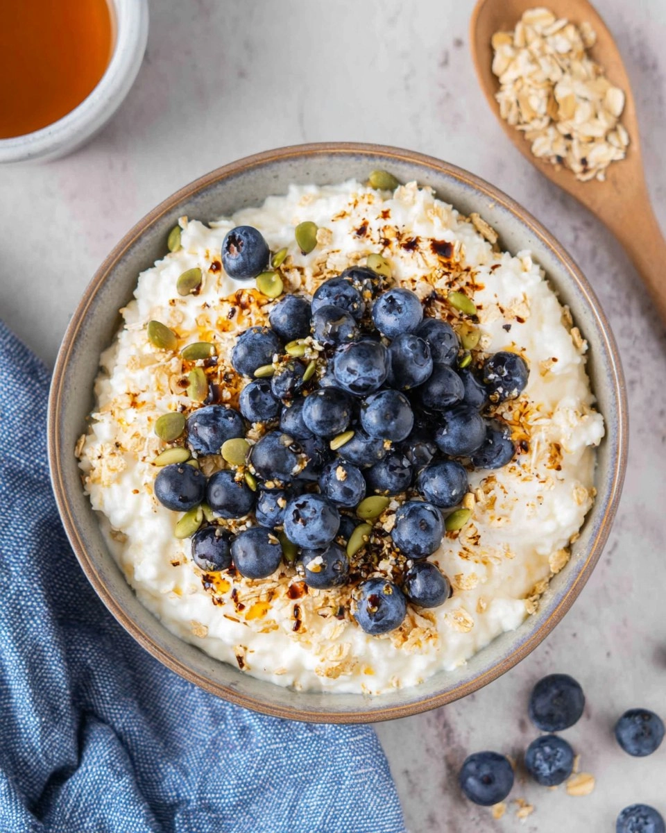 Blueberry and Muesli Cottage Cheese Bowl 50 Blueberry and Muesli Cottage Cheese Bowl