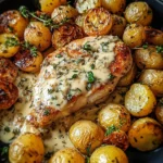 Creamy-Garlic-Chicken-with-Roasted-Baby-Potatoes-Recipe