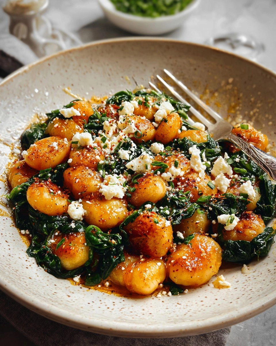 Easy Crispy Gnocchi With Spinach And Feta
