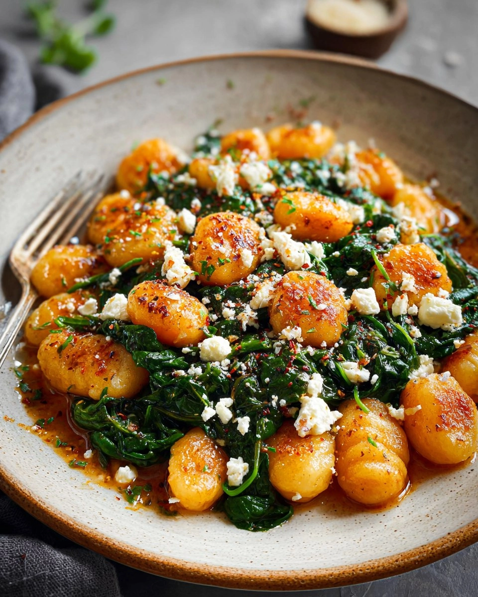 Easy Crispy Gnocchi With Spinach And Feta