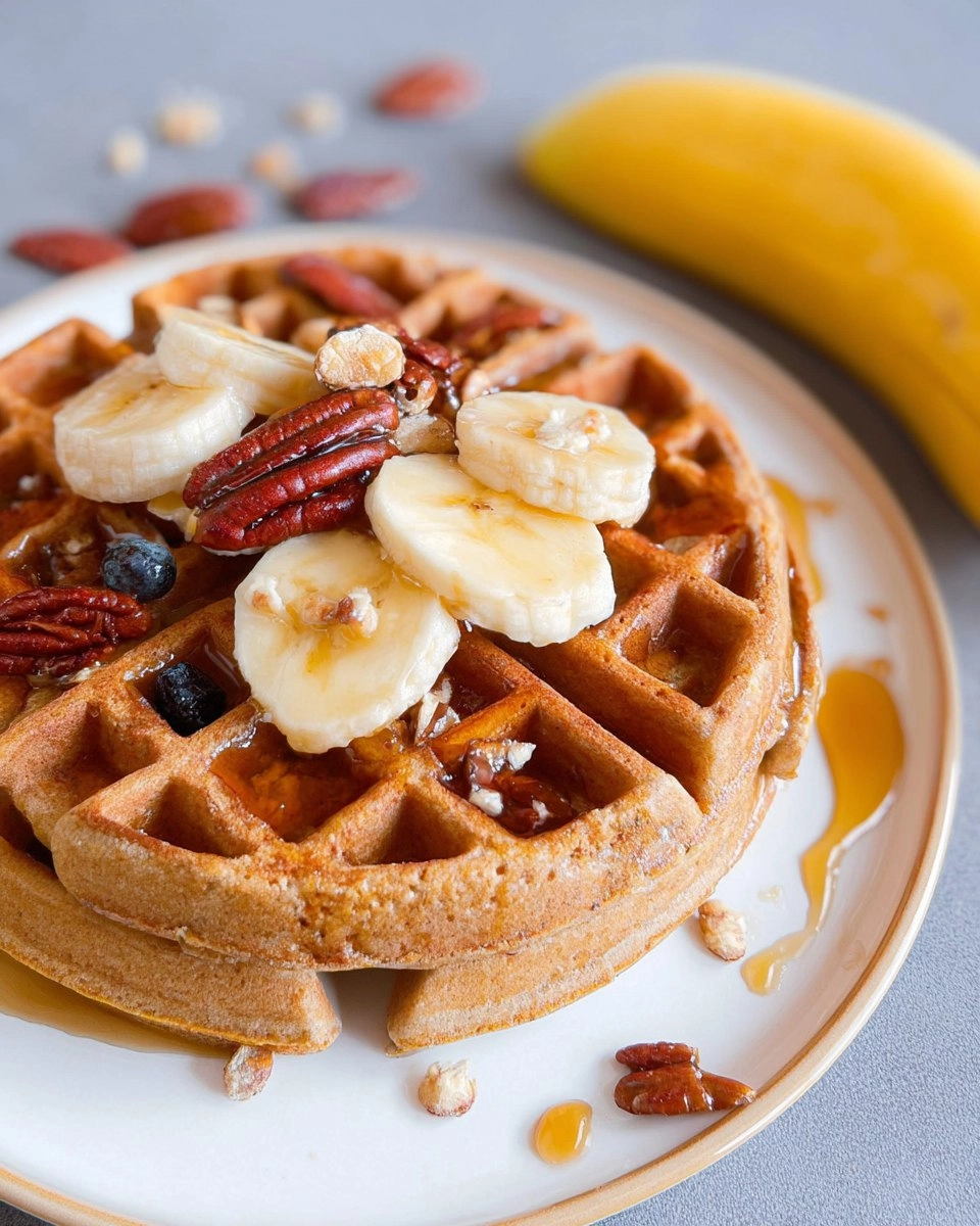Flourless Protein Banana Oat Waffles