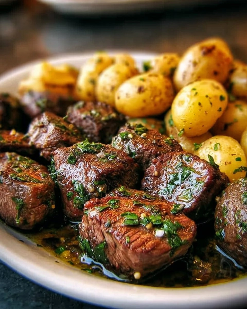 Garlic Steak Bites and Potatoes