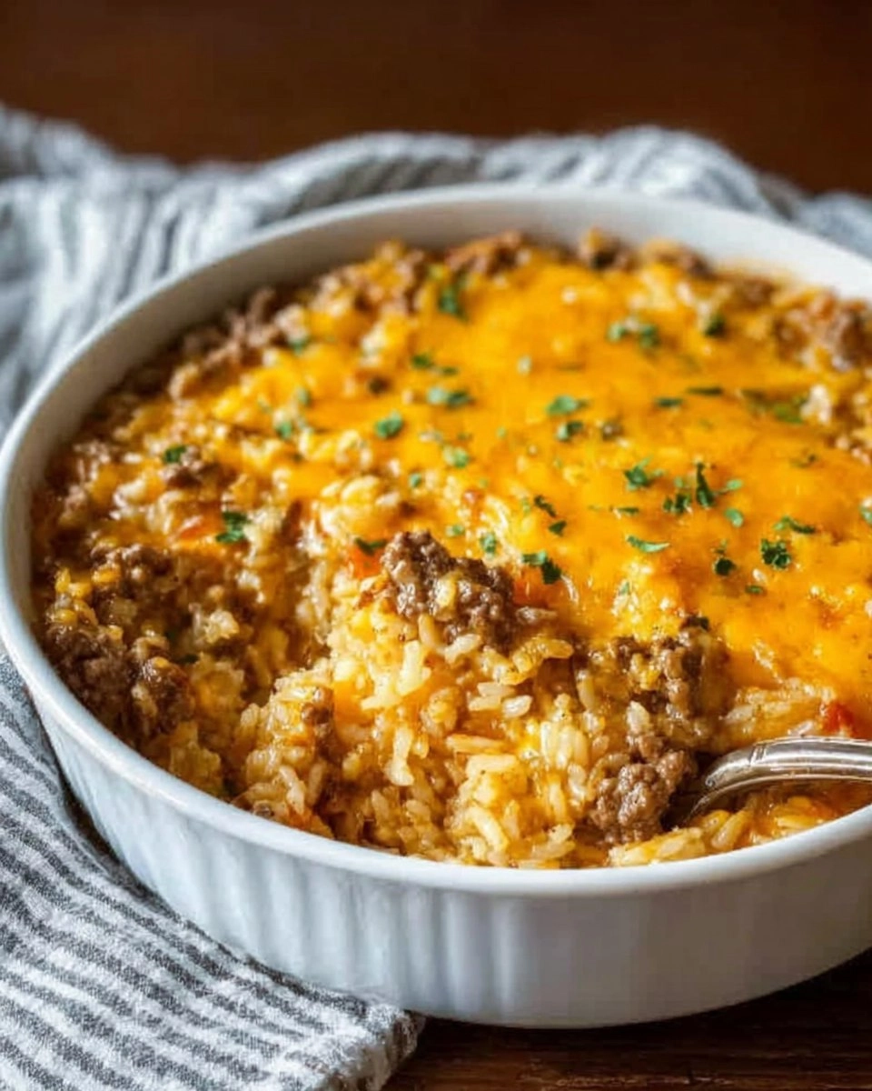 Healthy Cheesy Ground Beef Rice Casserole