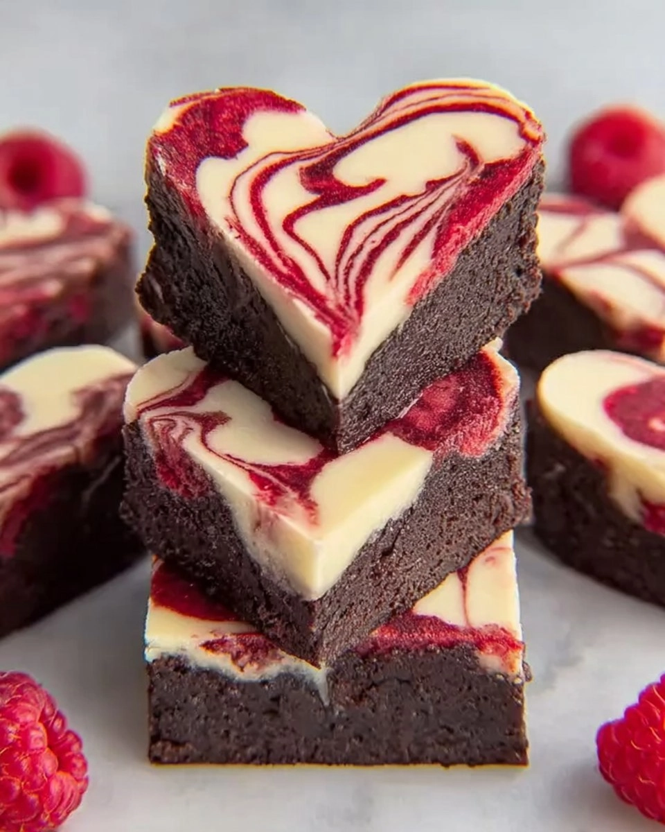 Heart Shaped Brownies with Raspberry Swirl and Cheesecake Topping