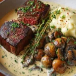 Steak-with-Bourbon-Garlic-Cream-Sauce-Recipe