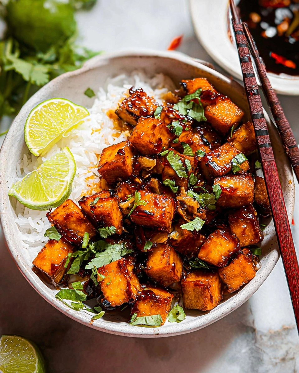 Sticky Panfried Garlic Lime Tofu