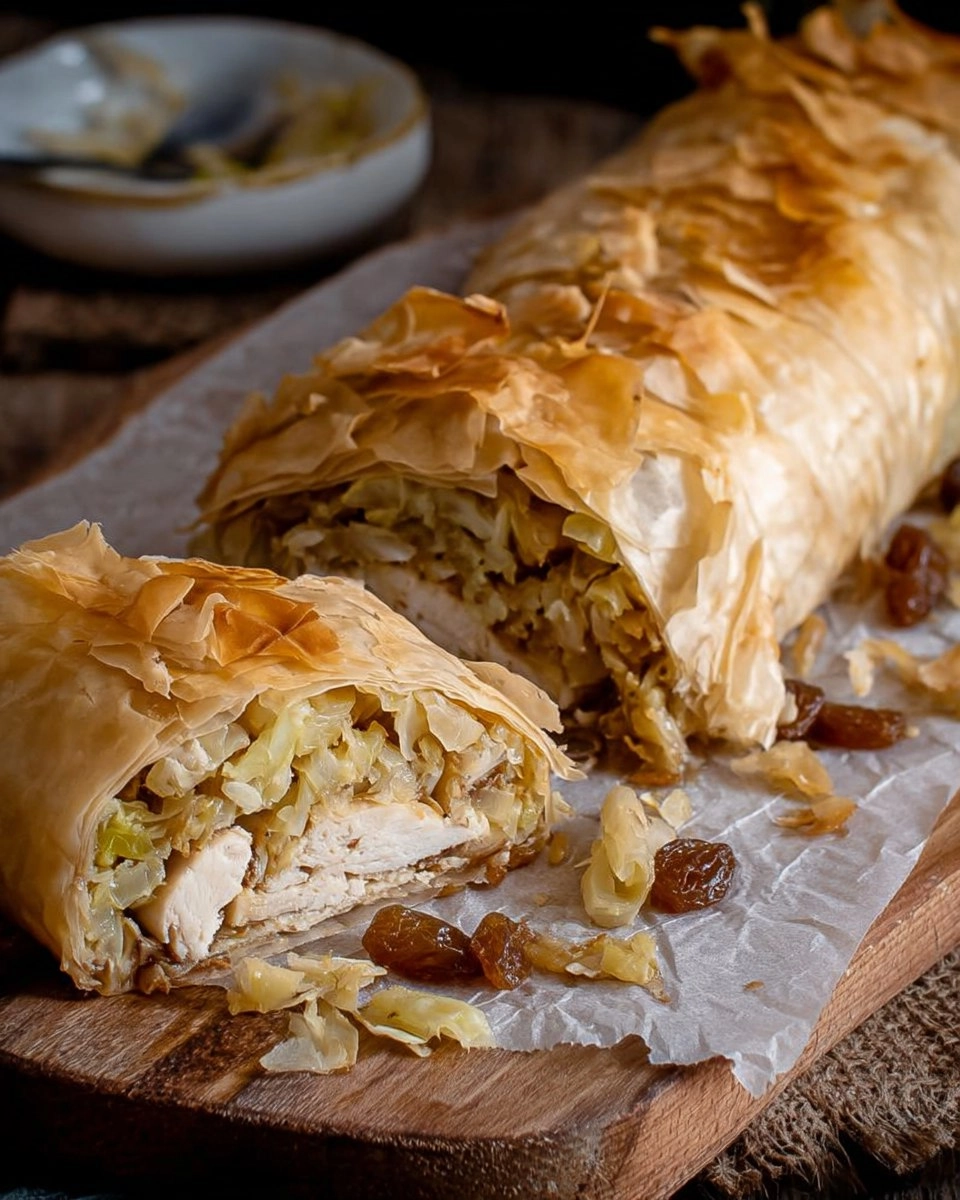 Sweet Cabbage Strudel with Raisins and Brown Sugar 95 Sweet Cabbage Strudel with Raisins and Brown Sugar