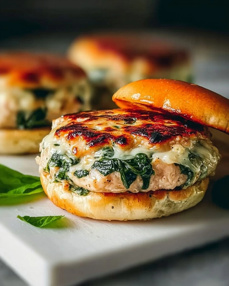White Cheddar Spinach Chicken Burgers
