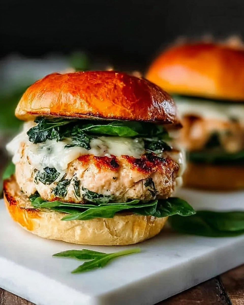 White Cheddar Spinach Chicken Burgers