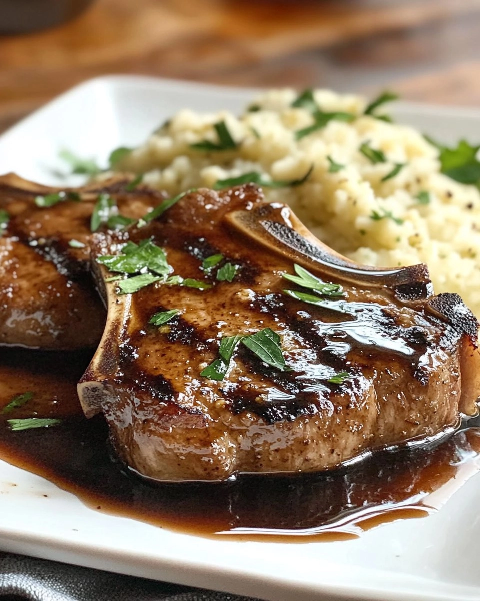 Balsamic Pork Chops with Cauli Mash