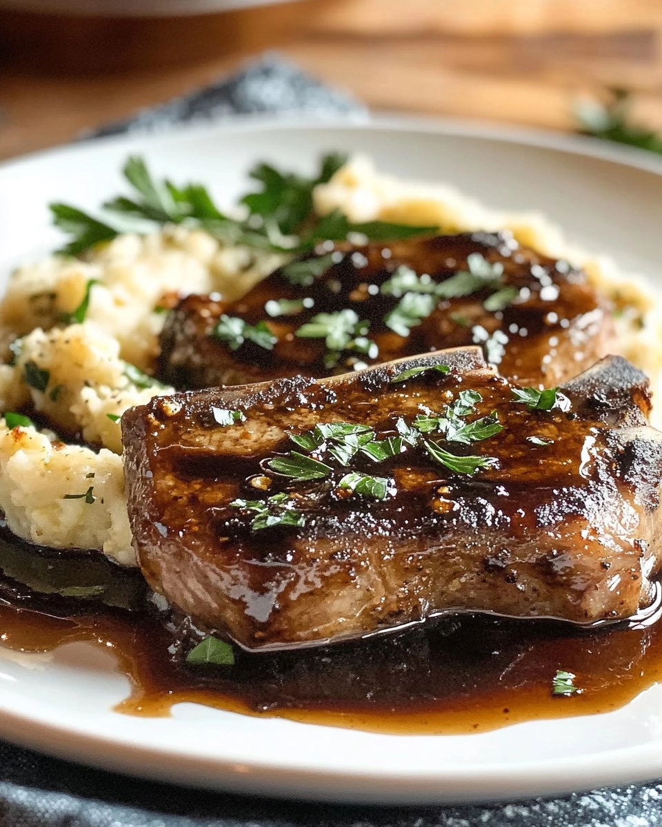 Balsamic Pork Chops with Cauli Mash