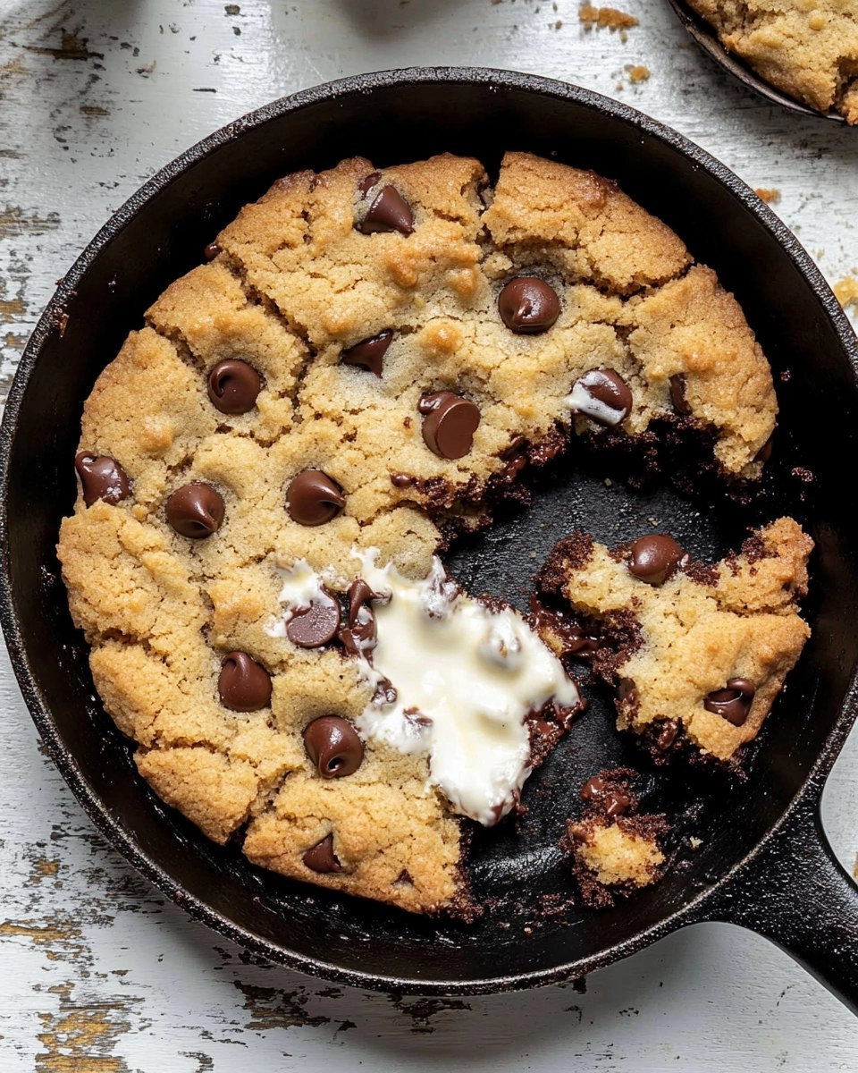 Chewy Gooey Chocolate Chip Skillet Cookie