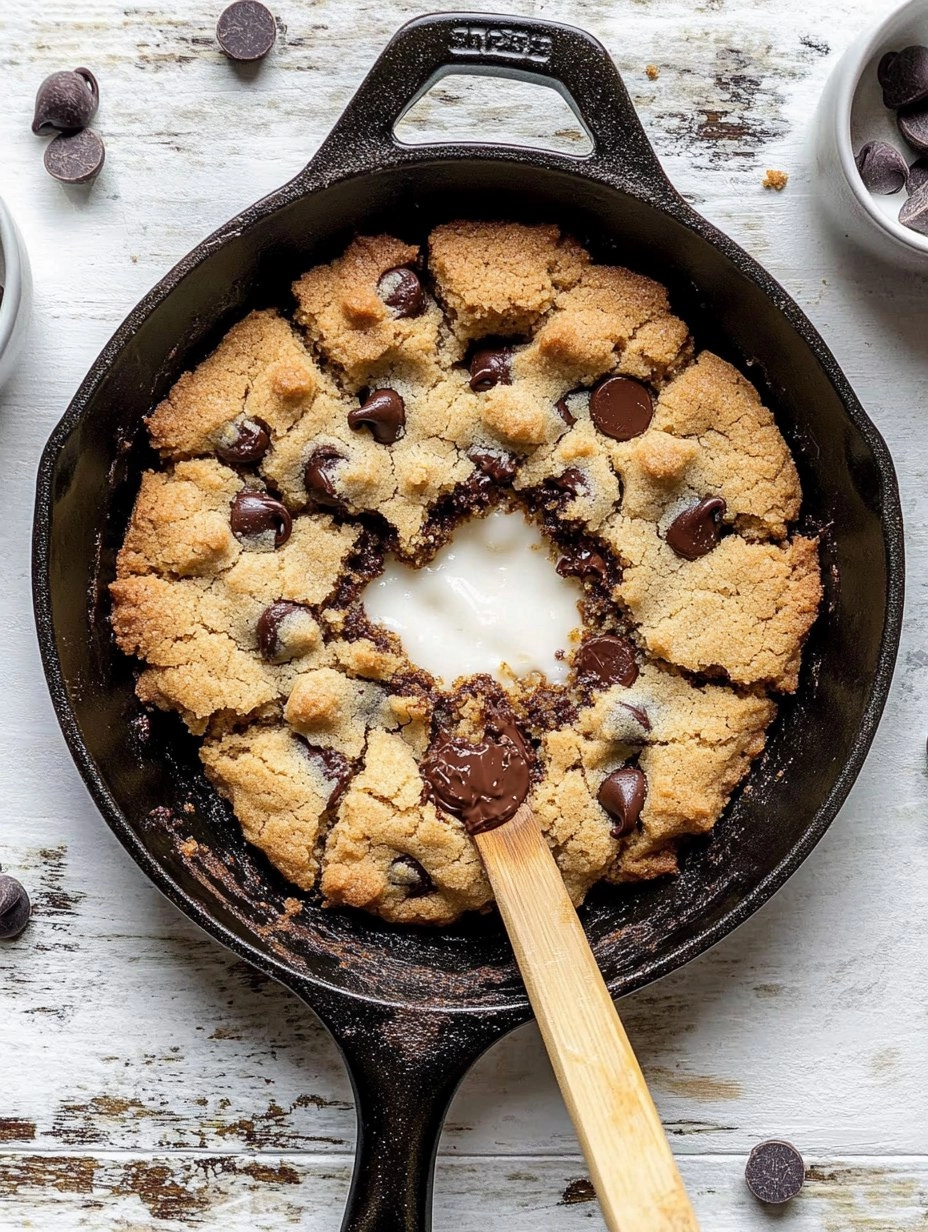 Chewy Gooey Chocolate Chip Skillet Cookie