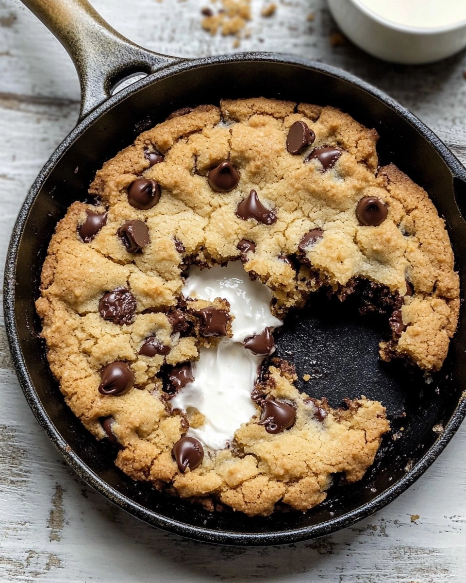 Chewy Gooey Chocolate Chip Skillet Cookie