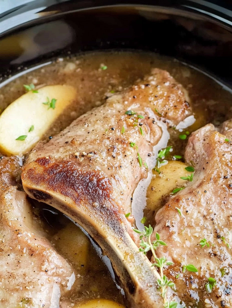 Fall-Apart Tender Crockpot Apple Pork Chops