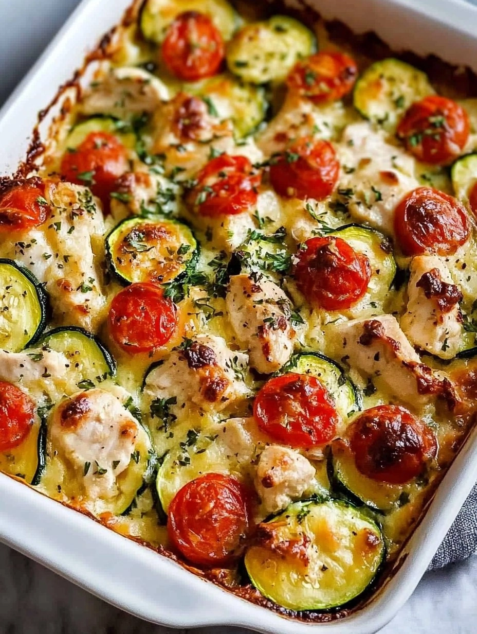 Mediterranean Chicken Zucchini Bake