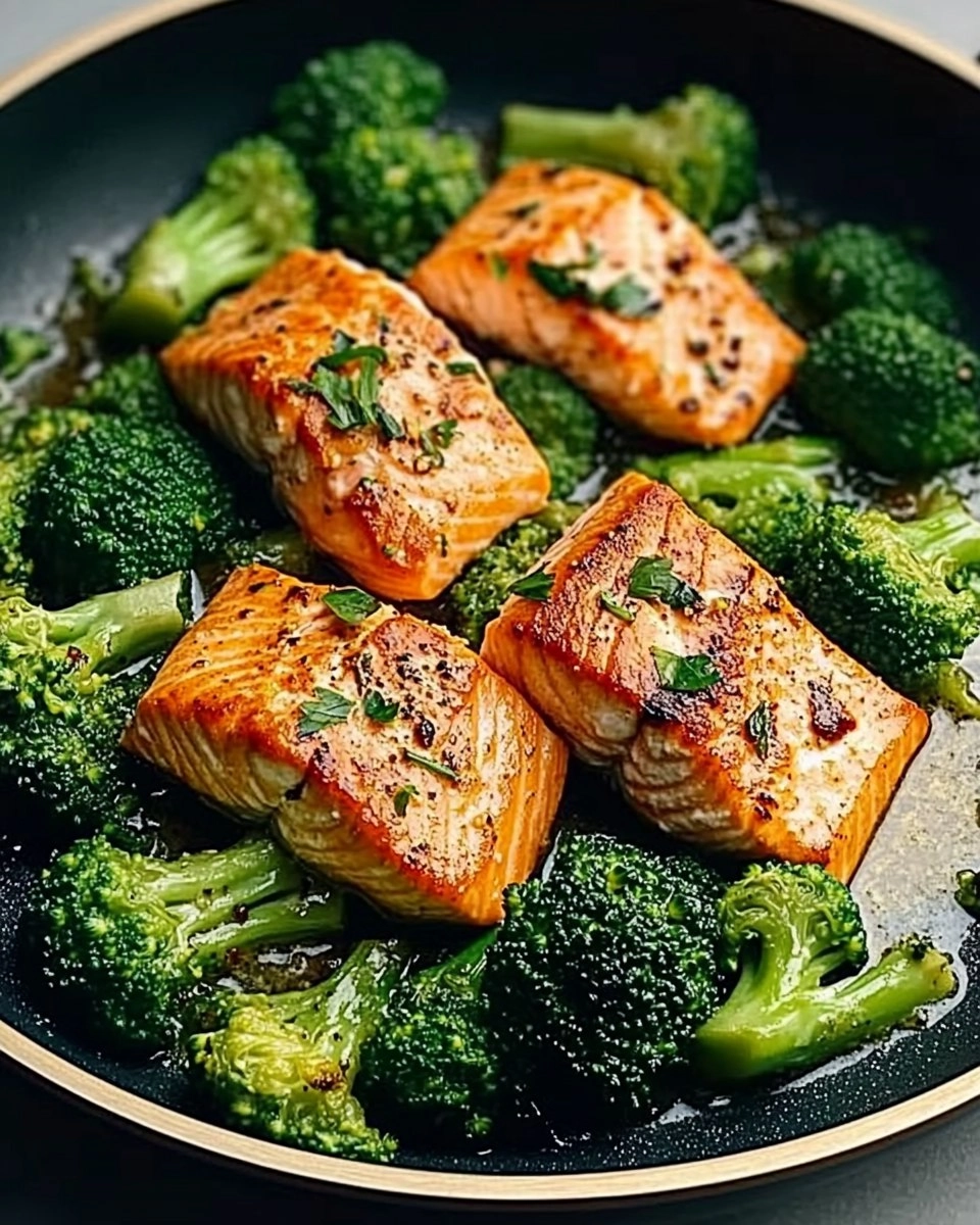 One-Skillet Garlicky Salmon & Broccoli