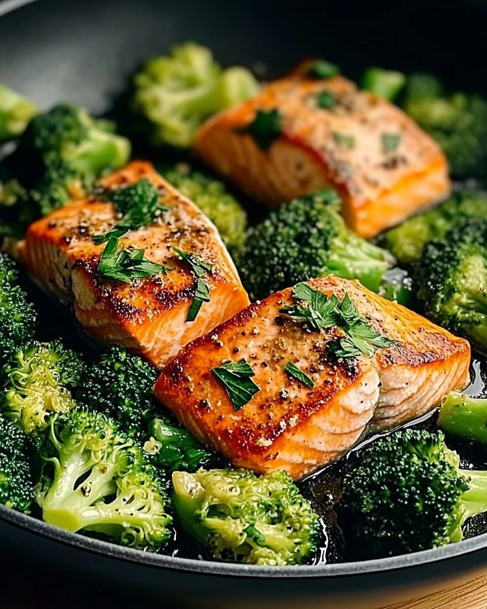 One-Skillet Garlicky Salmon & Broccoli