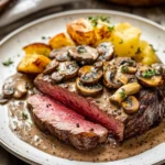 Pink-Roasted-Steak-with-Mushroom-Sauce-Recipe