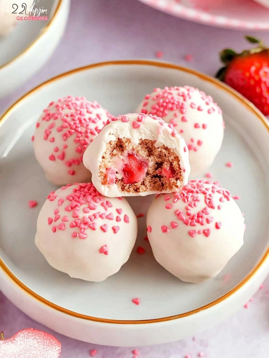 Valentine Strawberry Cake Truffles