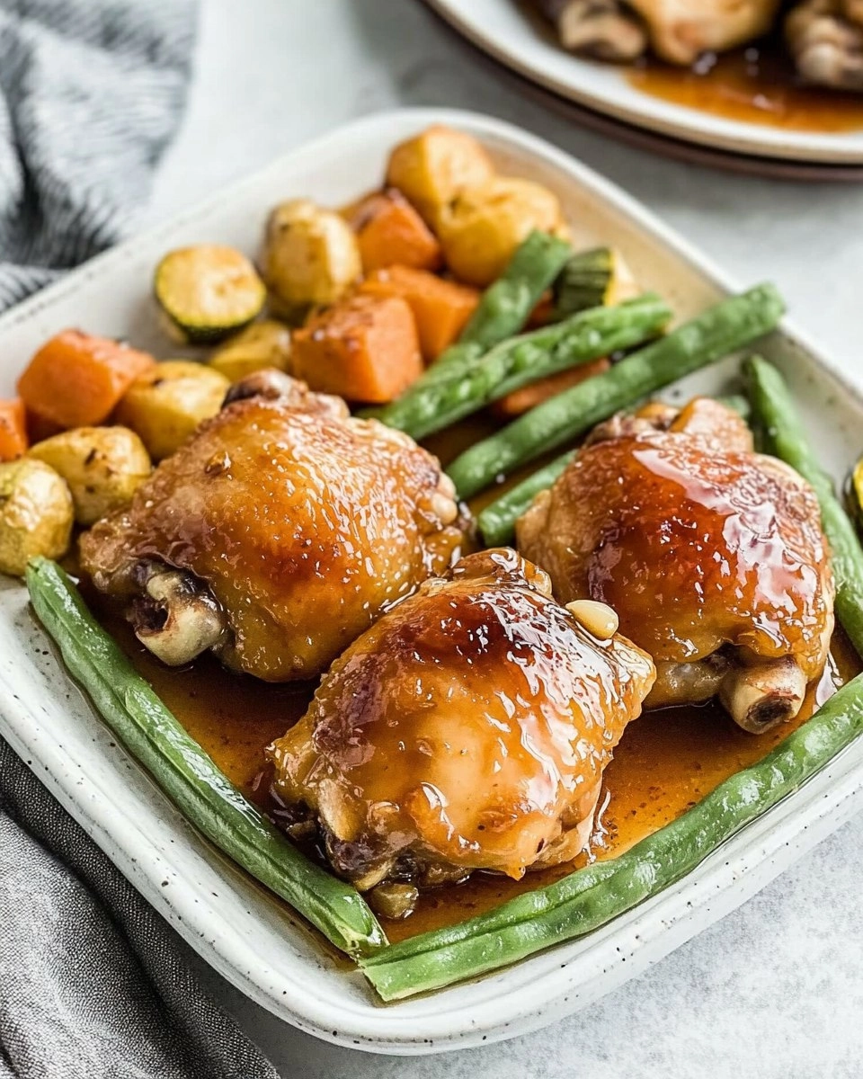 Baked Honey Garlic Chicken Thighs with Veggies