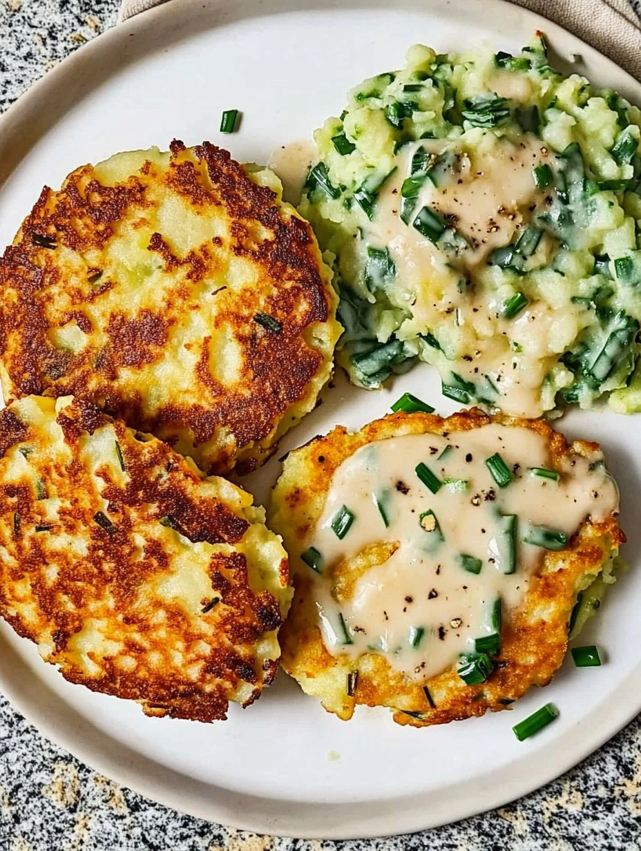 Cheesy Colcannon Potato Cakes with Scallions 96 Cheesy Colcannon Potato Cakes with Scallions