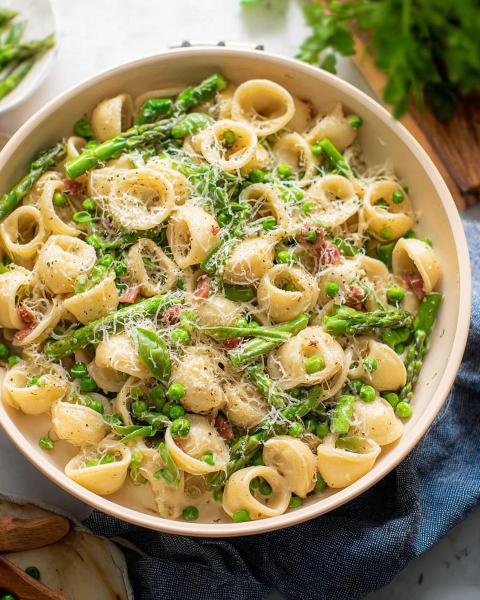 Creamy Lemon Asparagus Pasta with Peas & Parmesan