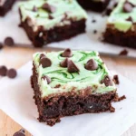 Mint-Chocolate-Chip-Brownies-with-Green-Swirl-Frosting-Recipe