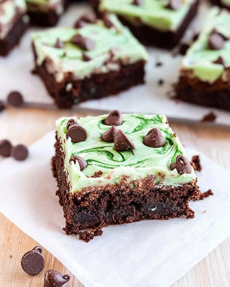 Mint-Chocolate-Chip-Brownies-with-Green-Swirl-Frosting-Recipe