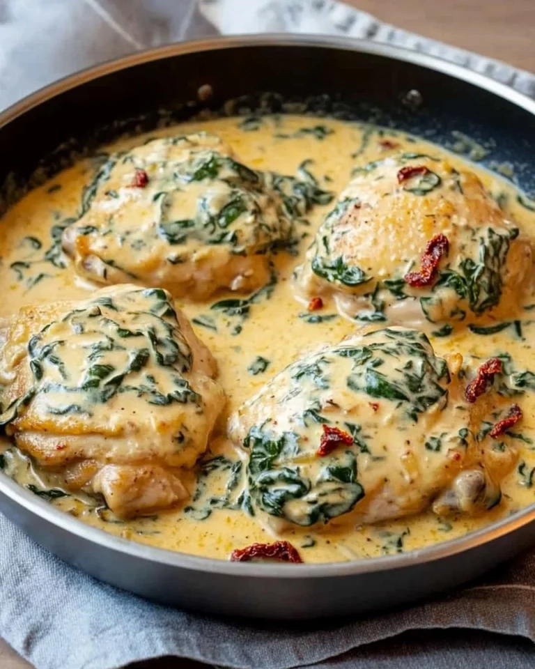 One-Pan-Creamy-Tuscan-Chicken-Thighs-with-Spinach-Sun-Dried-Tomatoes-Recipe