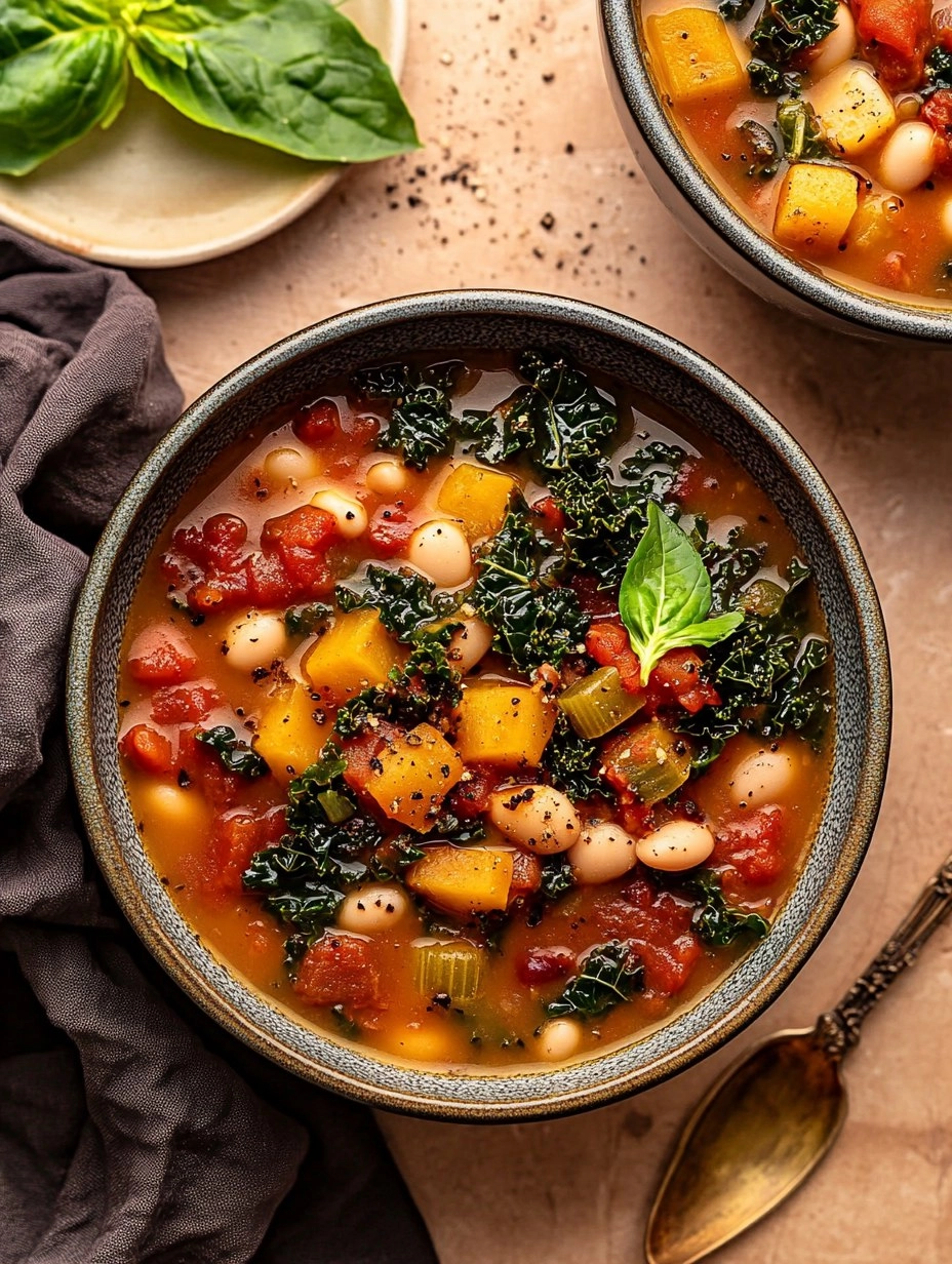 One-Pot Creamy Tuscan White Bean & Kale Soup
