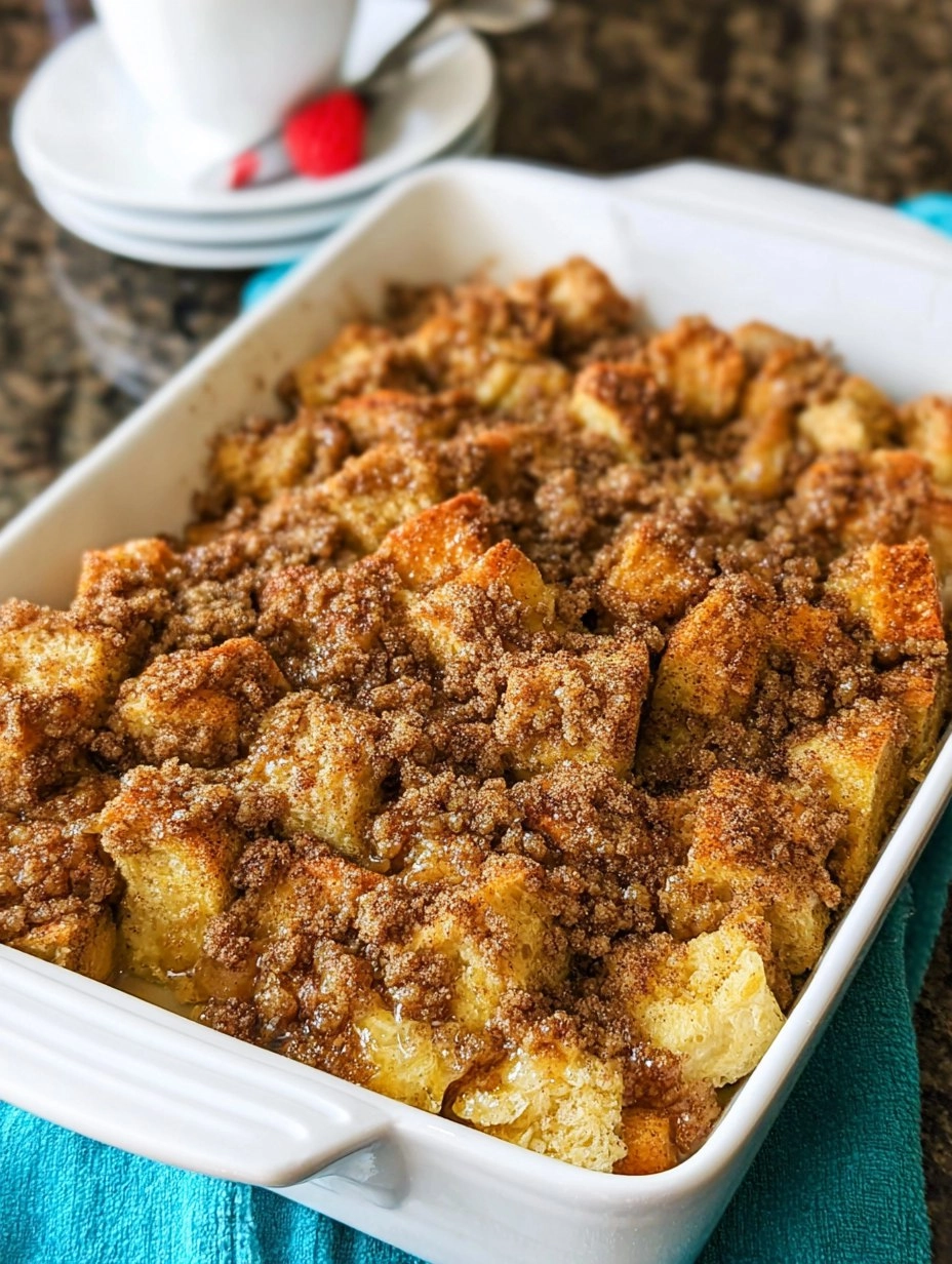 Overnight French Toast Casserole with Cinnamon Streusel