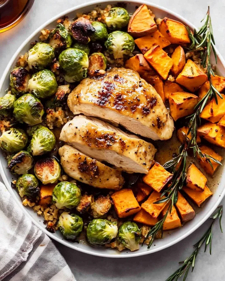 Sheet-Pan-Maple-Dijon-Chicken-with-Brussels-Sprouts-Sweet-Potatoes-Recipe
