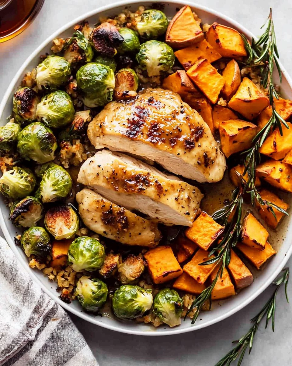 Sheet-Pan Maple Dijon Chicken with Brussels Sprouts & Sweet Potatoes