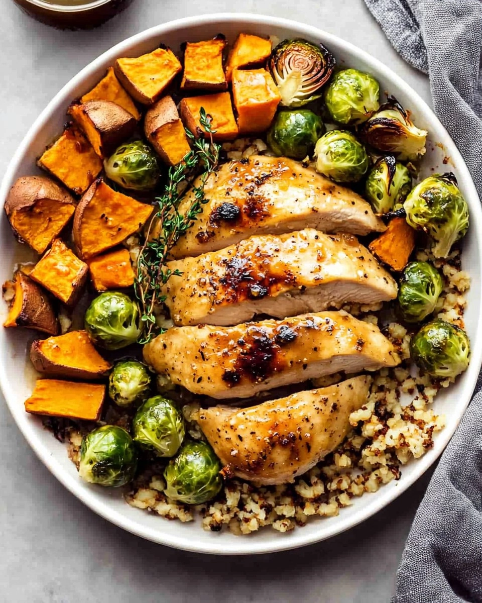 Sheet-Pan Maple Dijon Chicken with Brussels Sprouts & Sweet Potatoes