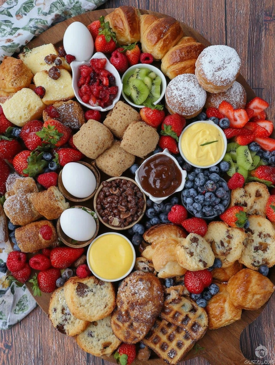 Spring Brunch Board with Eggs, Pastries, Fruit & Dips 121 Spring Brunch Board with Eggs, Pastries, Fruit & Dips