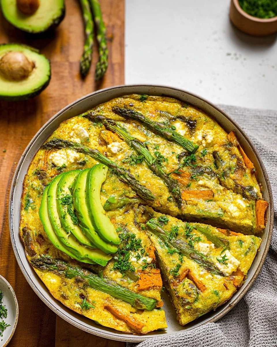 Asparagus Frittata with Goat Cheese & Sweet Potatoes