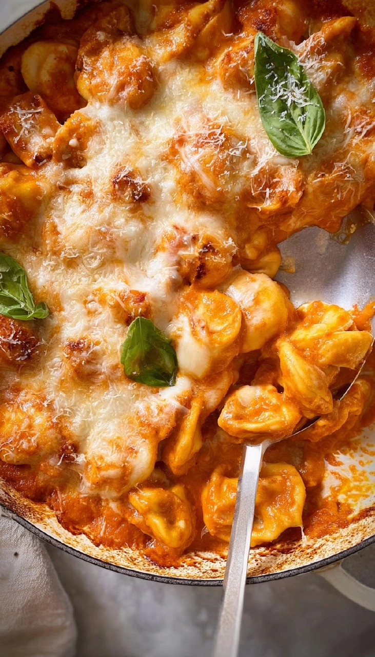 Baked Cheese Tortellini in Vodka Sauce