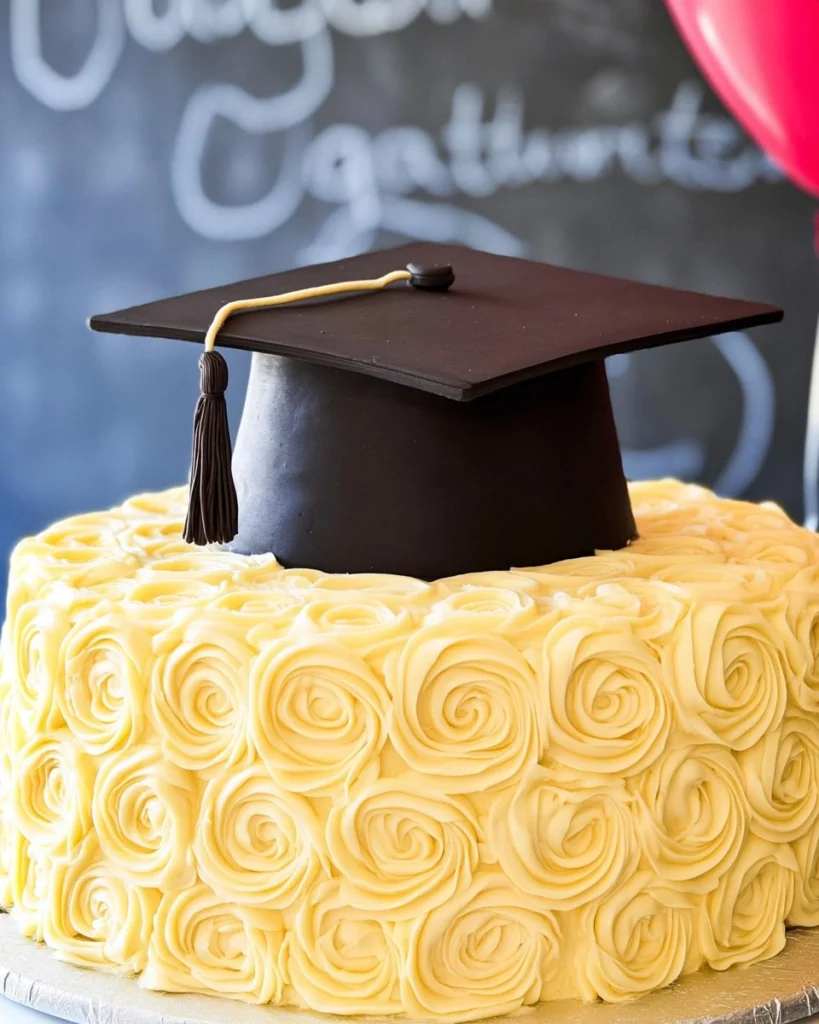 Elegant-Graduation-Cake-with-Fondant-Cap-Topper-Recipe