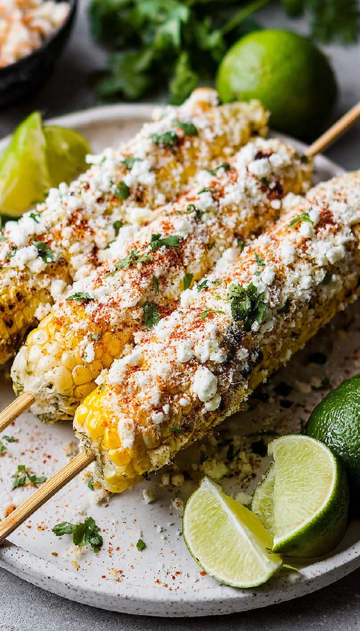 Elote | Grilled Mexican Street Corn with Cotija Cheese & Chili Lime