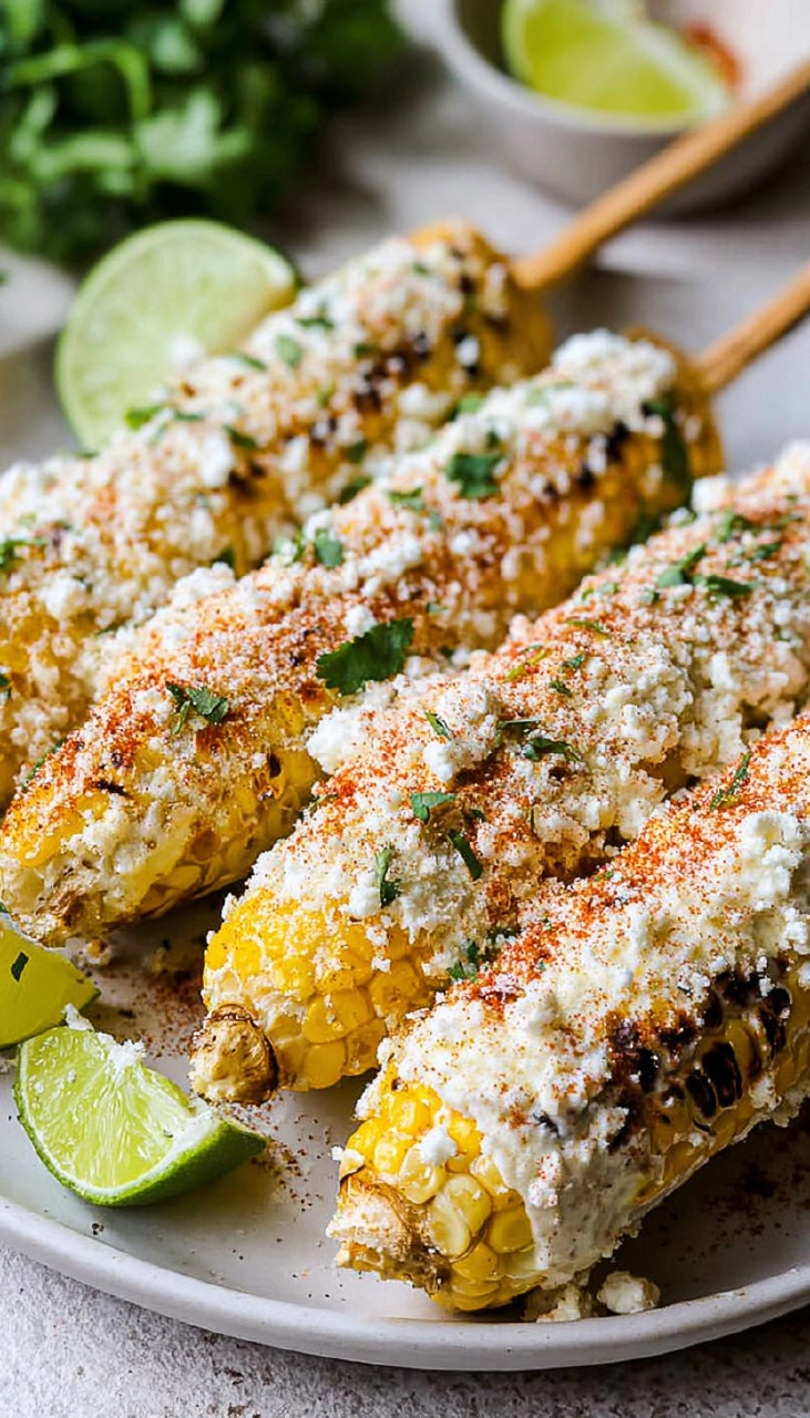 Elote | Grilled Mexican Street Corn with Cotija Cheese & Chili Lime