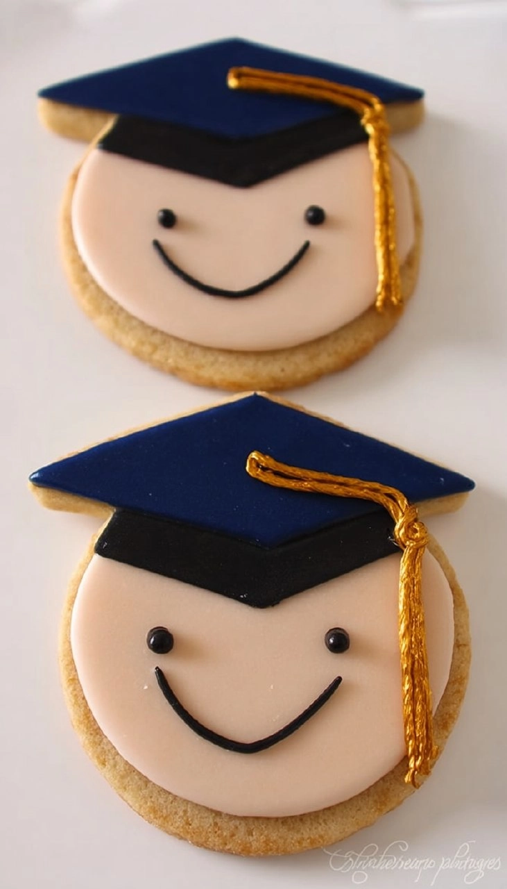 Graduation Cap & Diploma Sugar Cookies