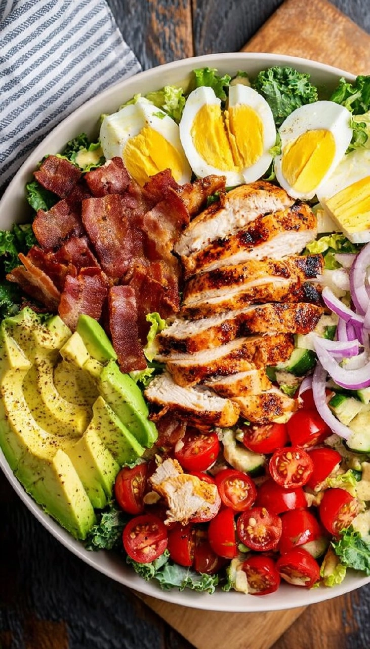 Healthy Grilled Chicken Cobb Salad with Honey Dijon Dressing