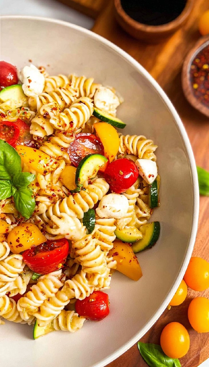 Summer Pasta Salad with White Balsamic Vinaigrette 95 Summer Pasta Salad with White Balsamic Vinaigrette