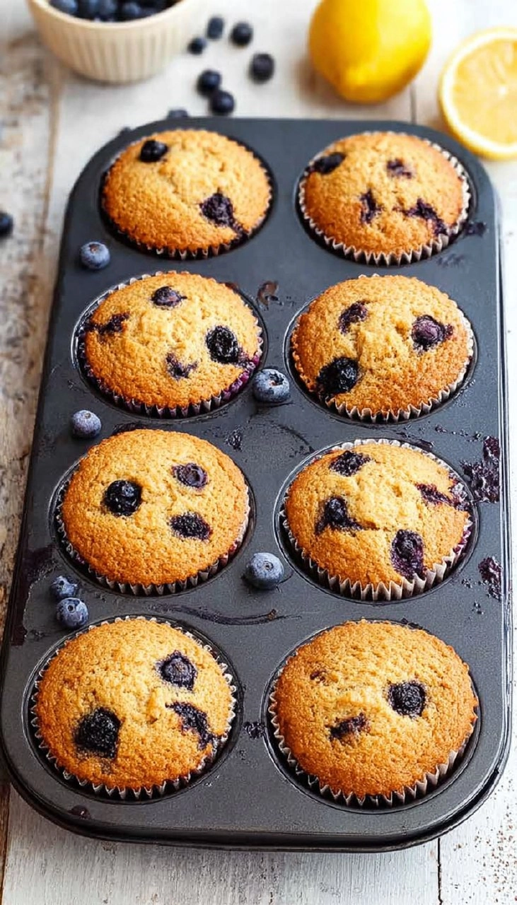 Almond Flour Lemon Blueberry Muffins (Paleo, Soft & Moist)