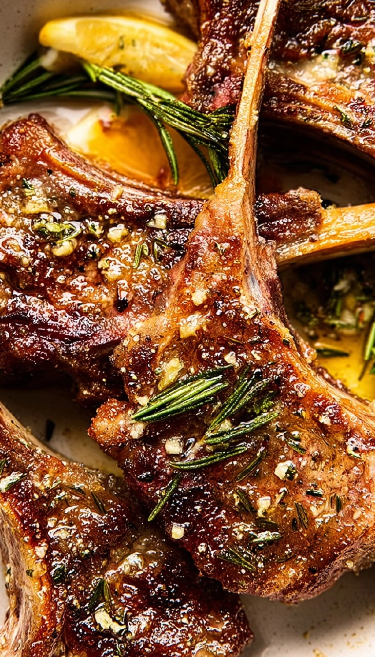 Garlic Rosemary Lamb Chops with Lemon Butter