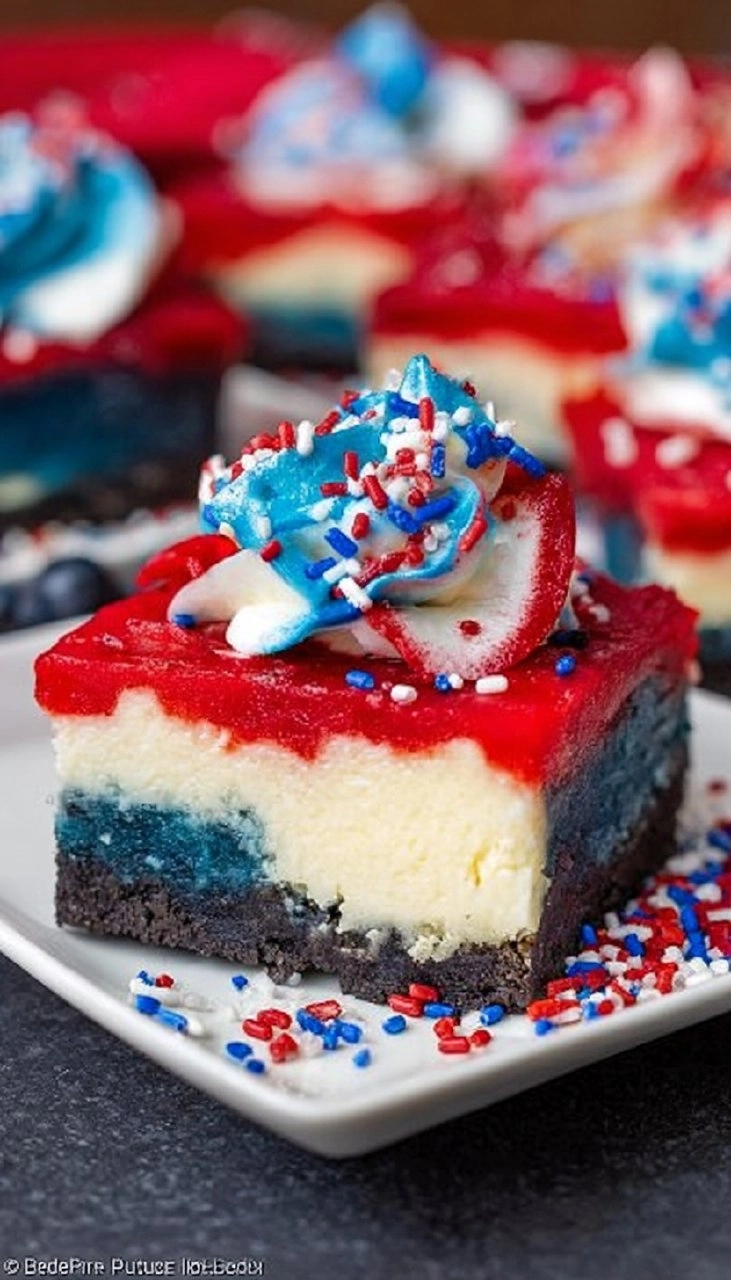 Red White and Blue Cheesecake Bars